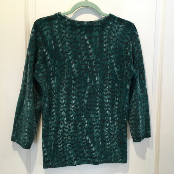 Talbots Cashmere Teal Feather Sweater Size L - Picture 2 of 8
